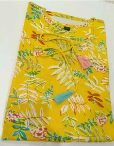 Floral Print Lemon Yellow Kurti With Pant