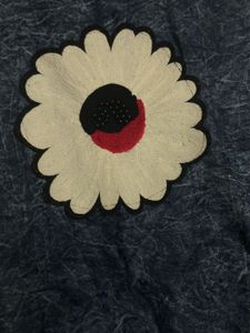 Blue Denim Flower Top