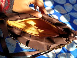 Brown Chain Detail Shoulder Bag