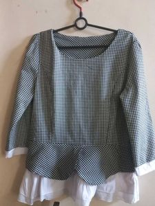 Checkered Peplum Top