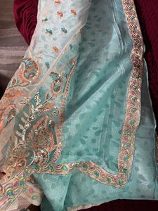 Beautiful Light Blue Saree *new* Never Used
