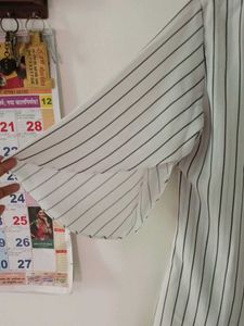 Striped Button Detail Top