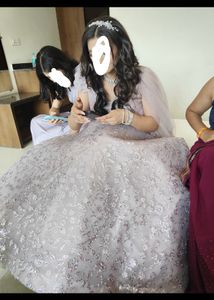 Sparkly Floral Gown with Cape