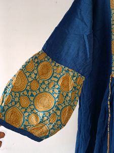 Anarkali Kurti Khadi Cotton Ajrakh Print