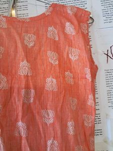 Peach Cotton Kurta