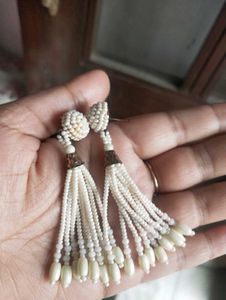 White Bead Earrings