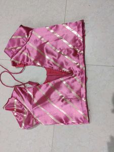 Pink Striped Lehenga Choli Set