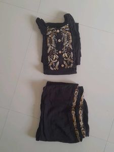 Black And Embroidered Co-Ord Set