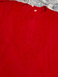 Maroon Clr Chickenkari Kurti