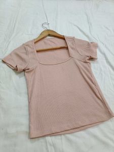 Pastel Pink Ribbed Top