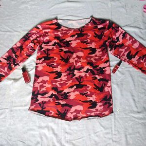 Y2K Long Sleeve Red Camo Top