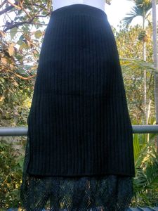 Elegant Black Lace Midi Skirt