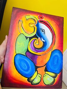 Ganeshji Acrylic Painting On Hard Board Canvas