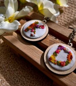 Hand Embroidered Initial Keychain