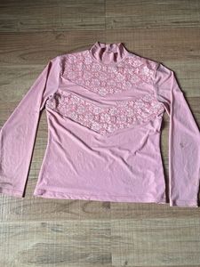 Pink Lace Detail Top