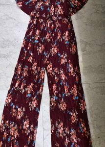 Womens Red Floral Jumpsuit .