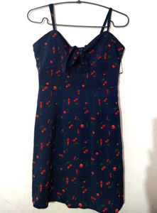Blue Cherry Print Dress