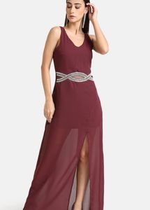 Kazo Embellished V-neck Gown Dress (XL)