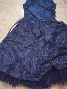 Navy Blue Floral Party Dress