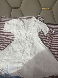 White Crochet Trimmed dress