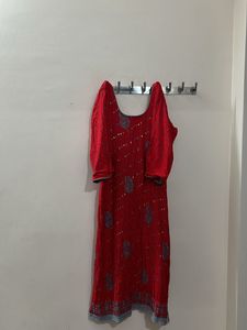 RED STITCHED DRESS
