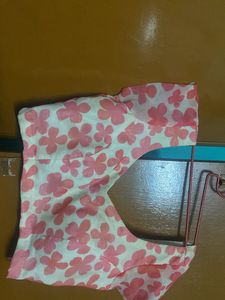 White Color With Pink Flowers Latest Printe Blouse