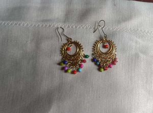 Stylish Gold-Plated Earrings with Stone &amp; Pearl De