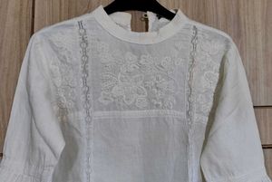 Zara Off White Embellished Top