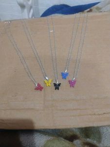combo of 5 Butterfly Pendant Necklace Set
