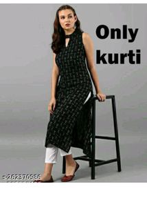 Black Rayon Kurta