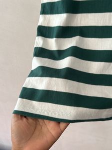 Striped Green And White T Shirt