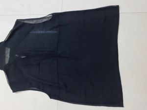 Black Georgette Top- Shoulder Embroidery