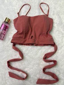 Chic Pink Tie-Up Crop Top🎀