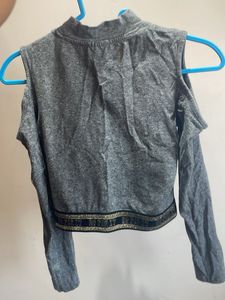 Gray Cold Shoulder Top