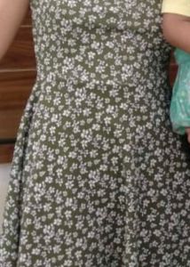 Green Floral Sundress, with criss cross bac