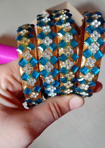 4 Blue color bangles set (glass material)