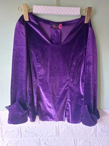 Purple Velvet Long Sleeve Top