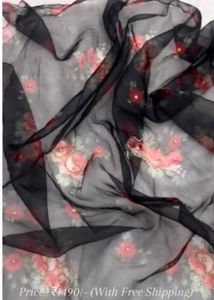 BLACK Floral Organza Saree(NEW)