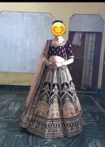 Elegant Maroon Velvet Lehenga Choli