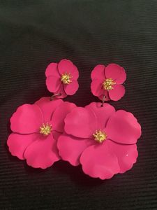 Pink Floral Statement Earrings