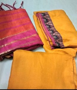 Mustard Suit Pant Set With Dupatta