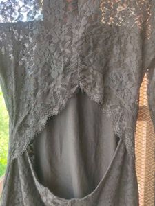 Backless Black Lace Mini Bodycon Dress