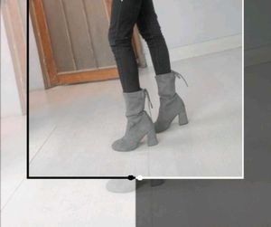 Charcoal Grey Heeled Boots