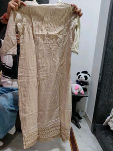 Beige Embroidered Kurti