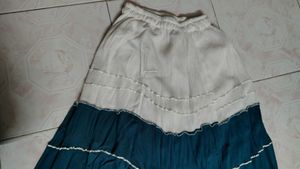 Asthetic White And Teal Skirt