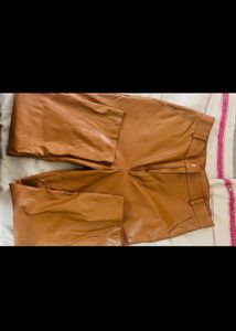 Shein Brown Leather Jeans Pants