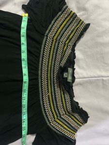 Western Black Viscose Regular Fit Top