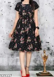 Floral Print Black Dress