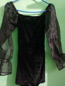 Elegant Black Velvet Mini Dress