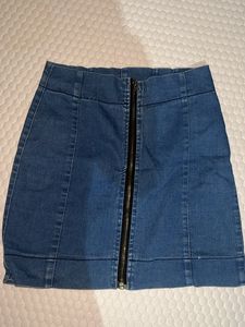 Denim Pencil Lined Mini Skirt